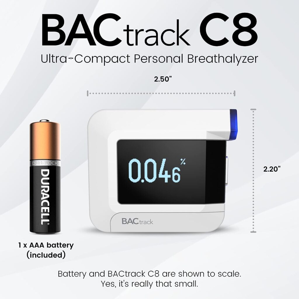 BACtrack C8 Breathalyzer | Professional-Grade Accuracy | Optional Wireless Smartphone Connectivity | Compatible w/ Apple iPhone, Google Samsung Android Devices | Apple HealthKit Integration