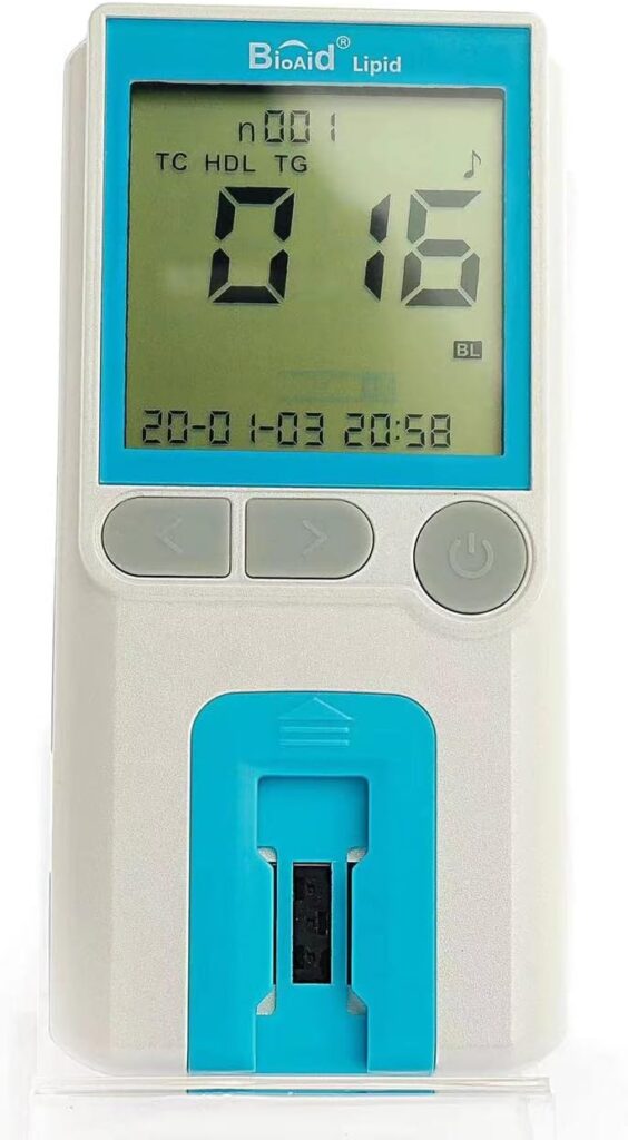 Bioaid Lipid 3in1 Multiparameter Total Cholesterol,HDL,LDL and Triglicerides Meter test kit with 5pcs 3in1 Strips, Blue