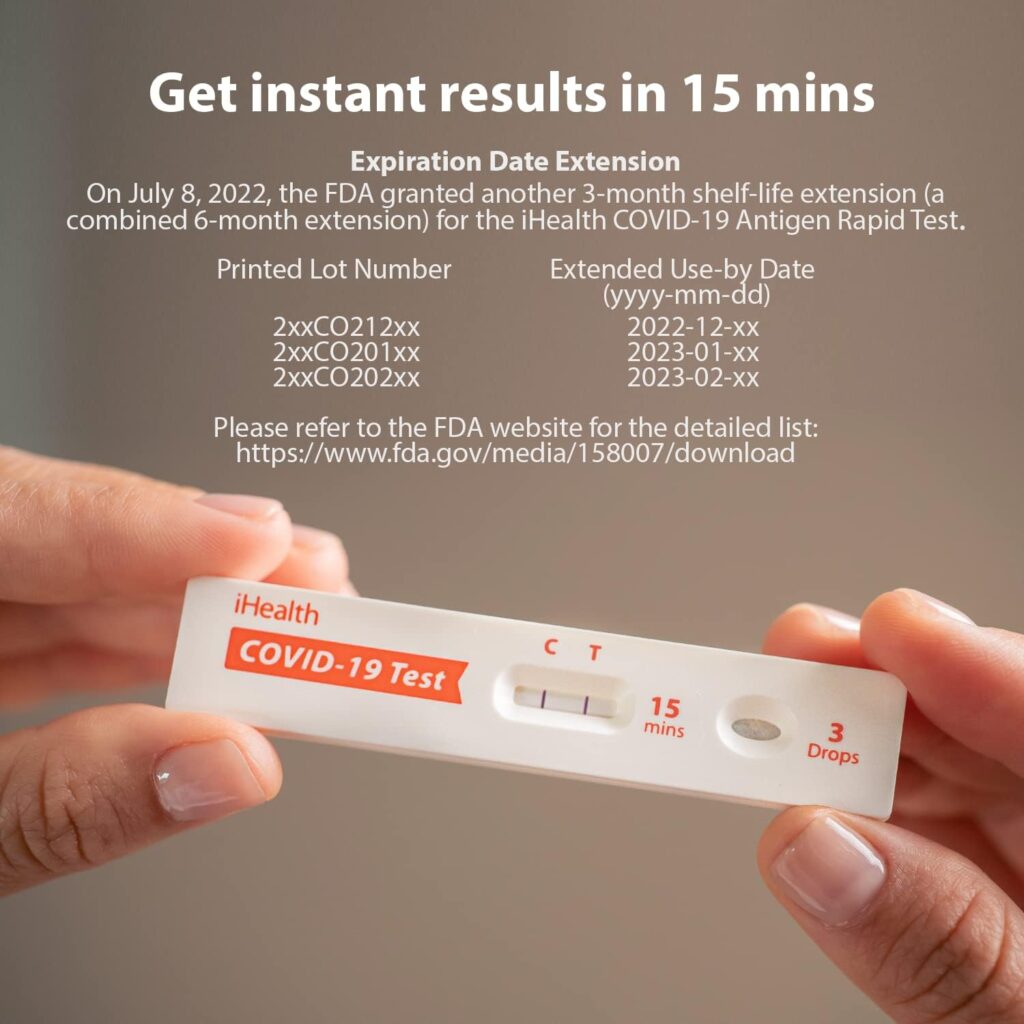 iHealth COVID-19 Antigen Rapid Test, 1 Pack, 2 Tests Total, FDA EUA Authorized OTC at-Home Self Test, Results in 15 Minutes with Non-invasive Nasal Swab, Easy to Use No Discomfort