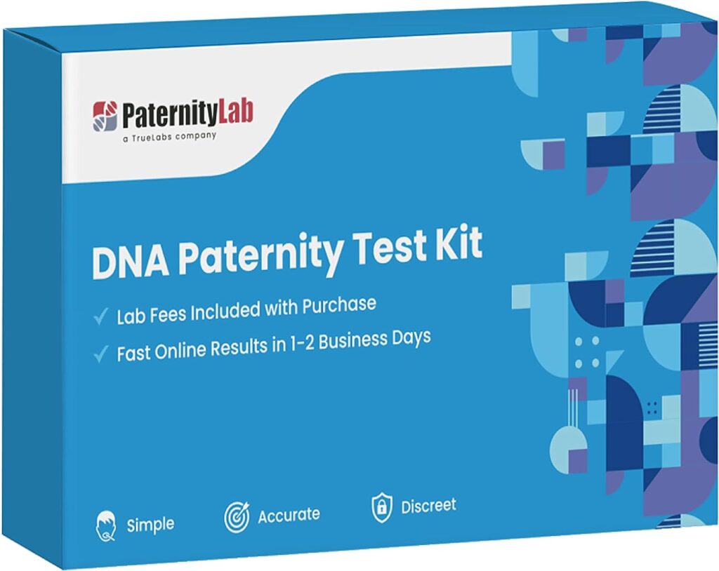 PaternityLab DNA Paternity Test Kit- Lab Fees Shipping Included - Results in 1-2 Business Days - at Home Collection Kit for 1 Child + 1 Alleged Father