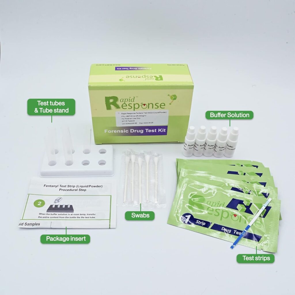 Fentanyl Test Strip Kit for Liquid and Powder Substances - 5 Test Strips per Kit - BTNX Rapid Response Forensic Kit