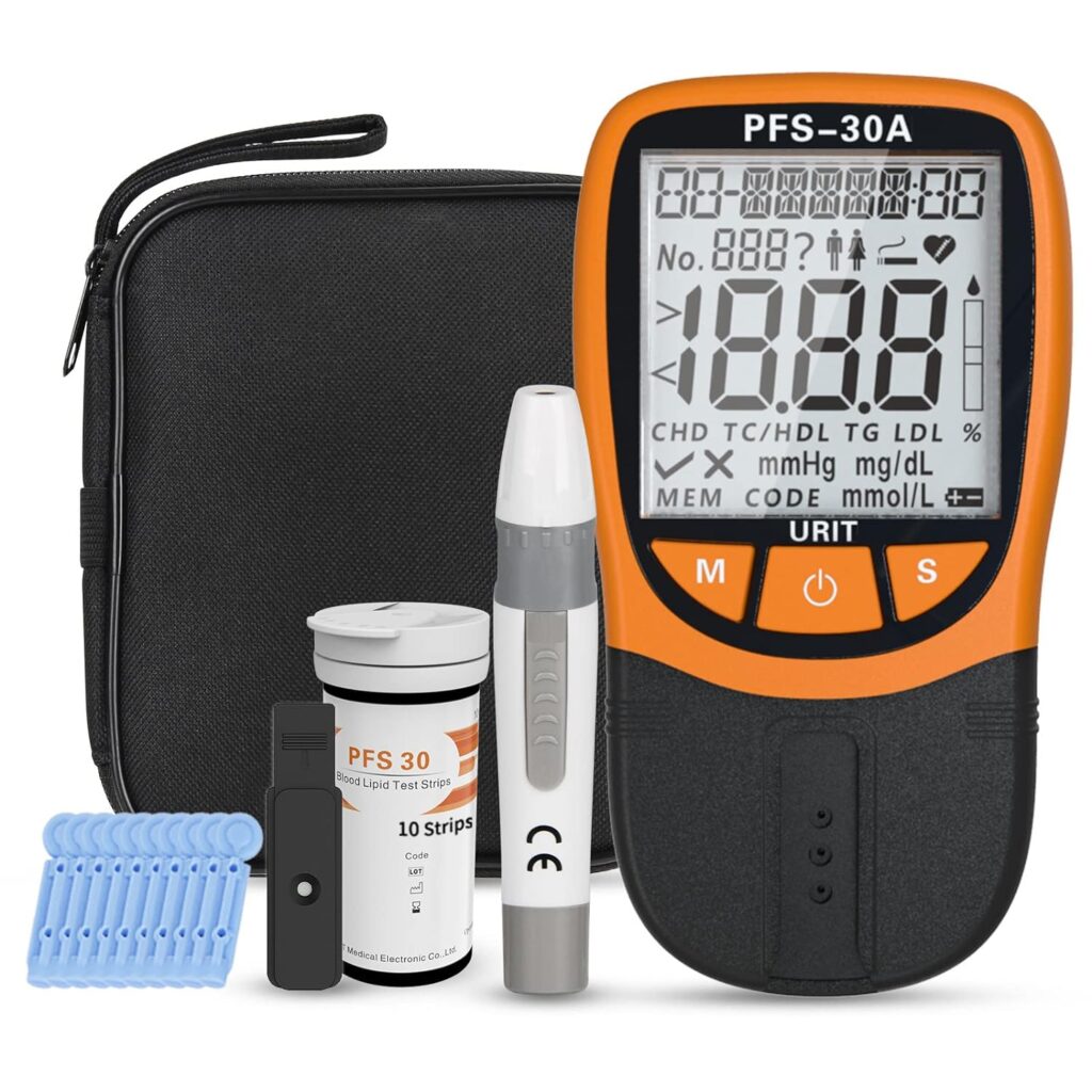 Lipid Test Kit, Cholesterol Test Kit, Cholesterol Tester Meter Kit at Home, (All-in-One 10ea x Profile Cholesterol Test Strips Included)