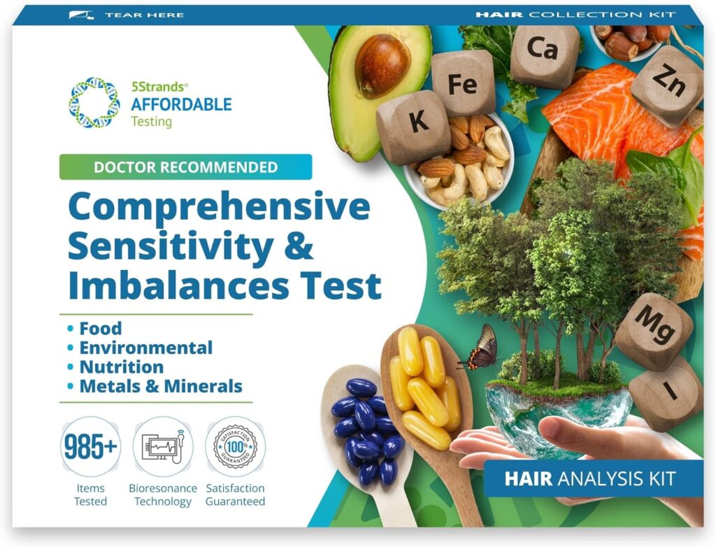 5Strands Food Environmental Intolerances, Deficiency Test, 998 Items Tested, Includes 4 Tests - Food Intolerance, Environment Sensitivity, Nutrition Metals Imbalance Test, Results in 5 Days