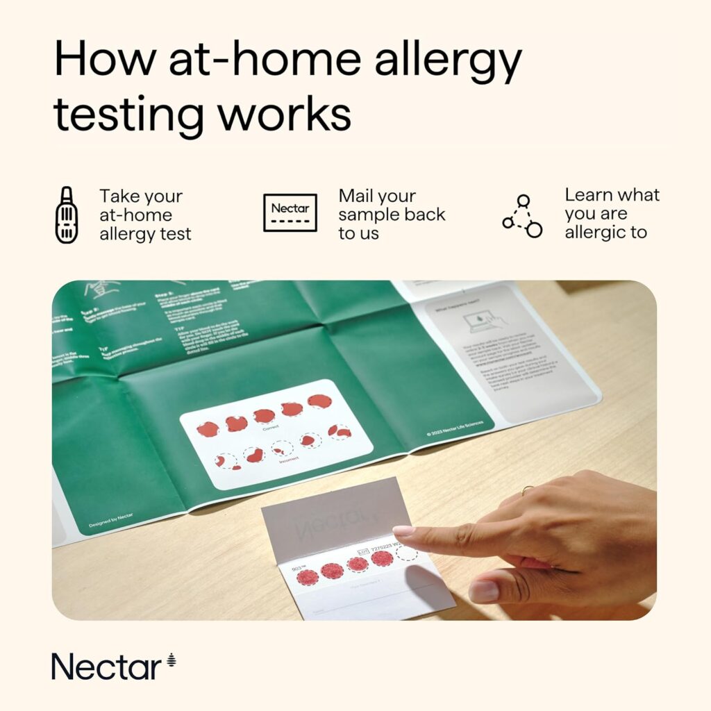 Nectar at-Home Allergy Test, Identifies 40 Environmental Allergens, CLIA-Certified, Includes 1 Testing Kit