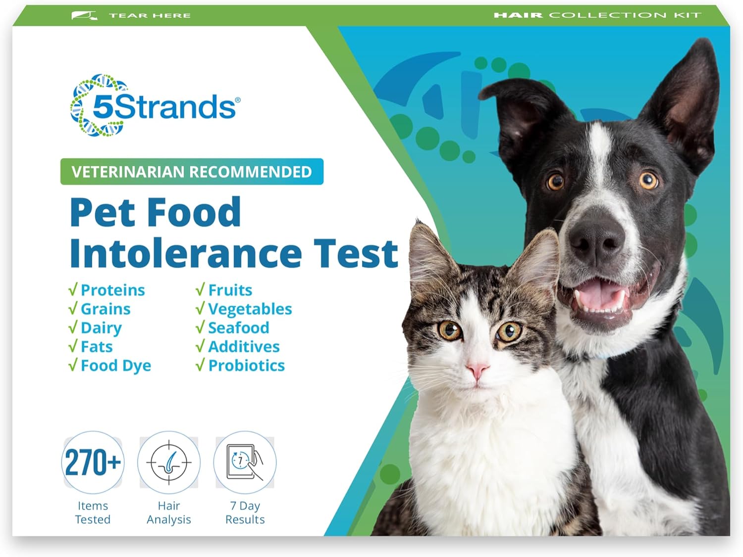 5strands pet food intolerance test at home sensitivity test for dogs cats 272 items hair analysis accurate for all ages