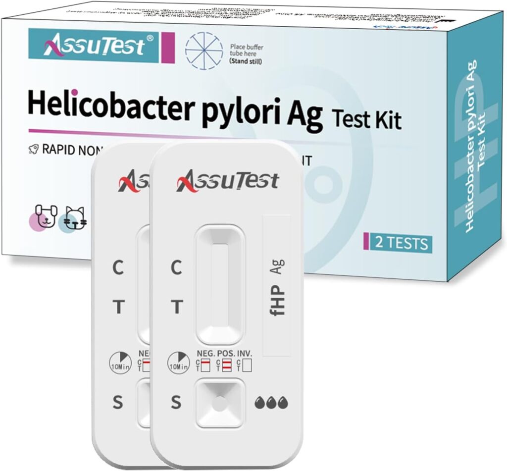 AssuTest Pets H. Pylori Health Test Kits at Home Rapid Wellness Detection for Dogs Cats Testing Strips of Helicobacter Pylori, 2 Tests