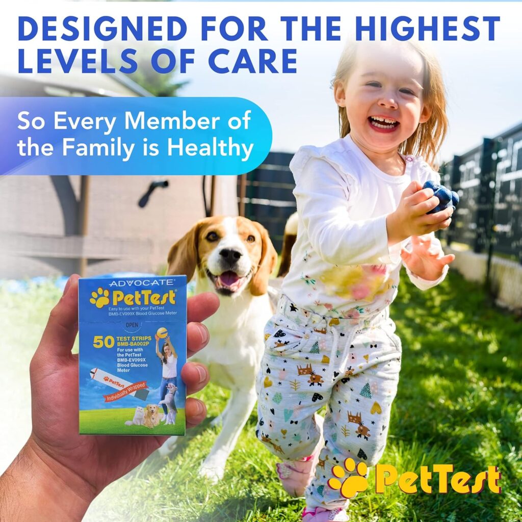 PetTest Diabetes Blood Glucose Tests Strips for Dogs and Cats for use with PetTest Glucose Monitor (50 Strips)